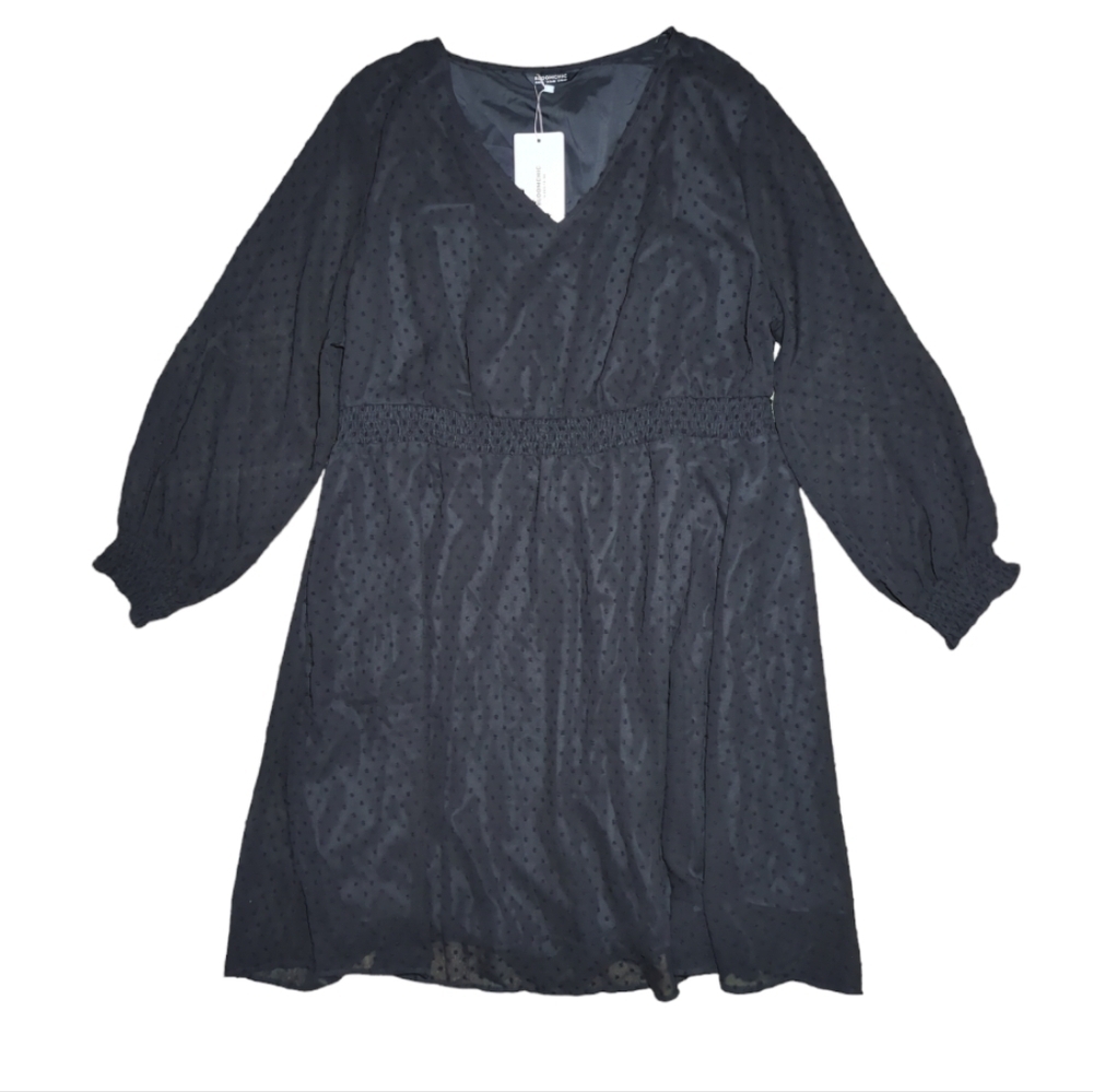 NWT BloomChic Black Swiss Dot Midi Dress Size 3X / 22-24